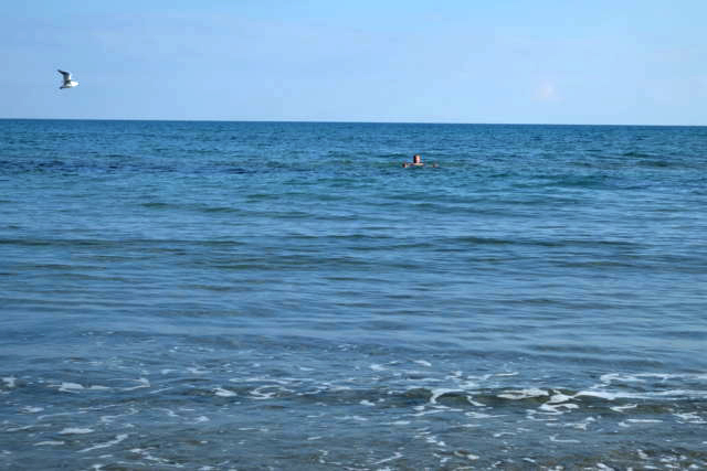 В декабре вода на Кипре прохладная, но купаться можно. Быстро привыкаешь и не холодно